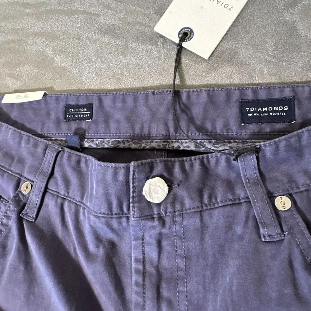 7 Diamonds Clifton Pants Men’s Navy Chino Slim Straight Fit 33x30 NWT 7D Seven